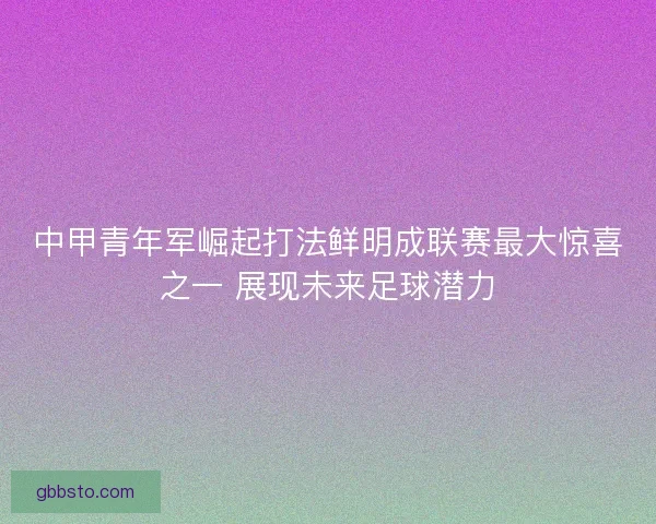 中甲青年军崛起打法鲜明成联赛最大惊喜之一 展现未来足球潜力