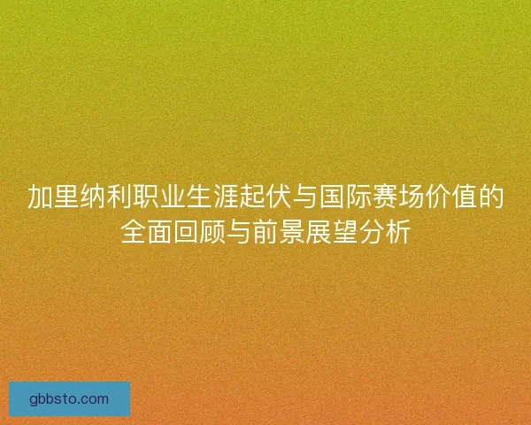 加里纳利职业生涯起伏与国际赛场价值的全面回顾与前景展望分析 加里纳利职业生涯起伏与国际赛场价值的全面回顾与前景展望分析